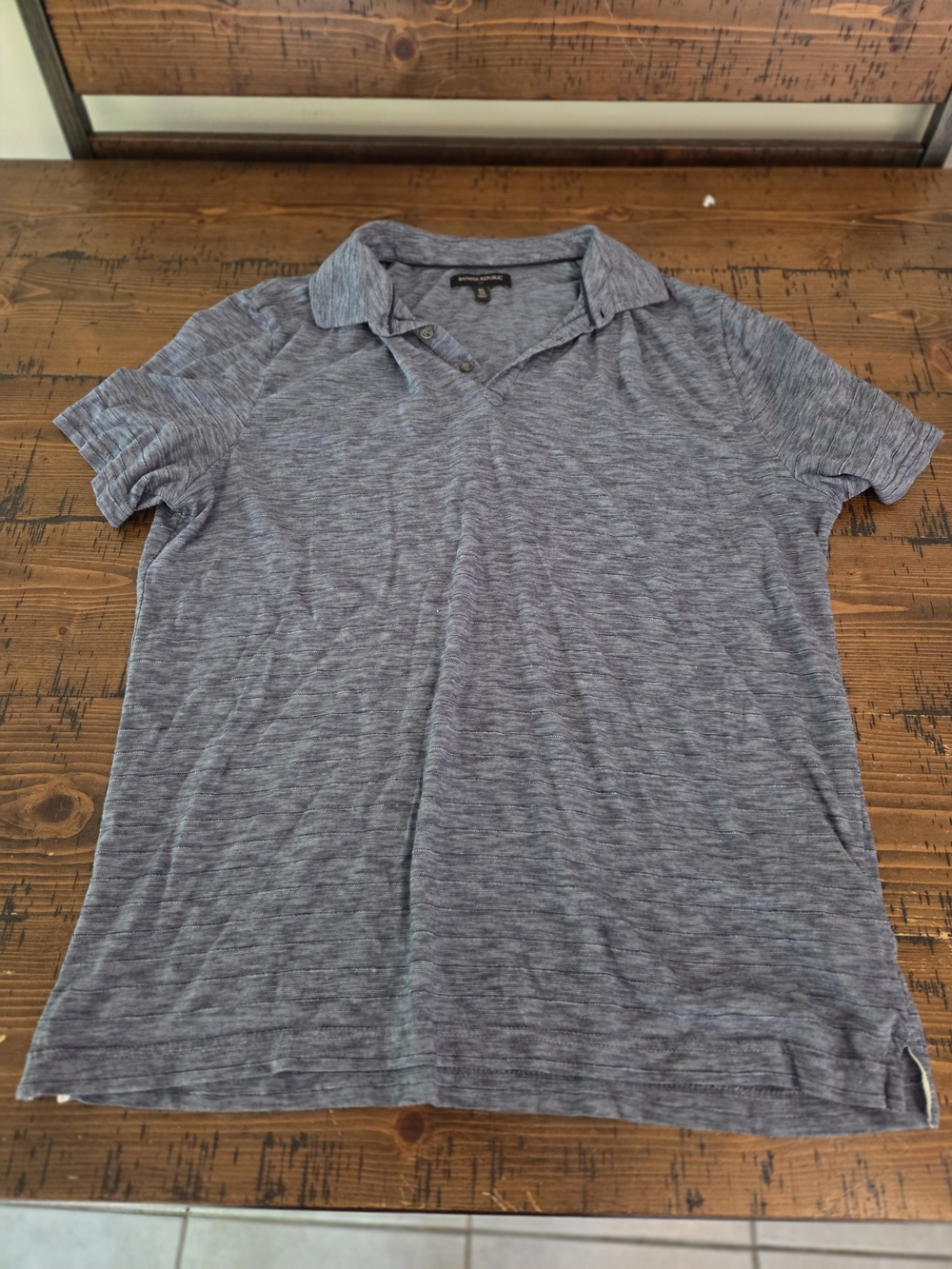 Banana Republic Slub Knit Polo in Heather Blue-Grey